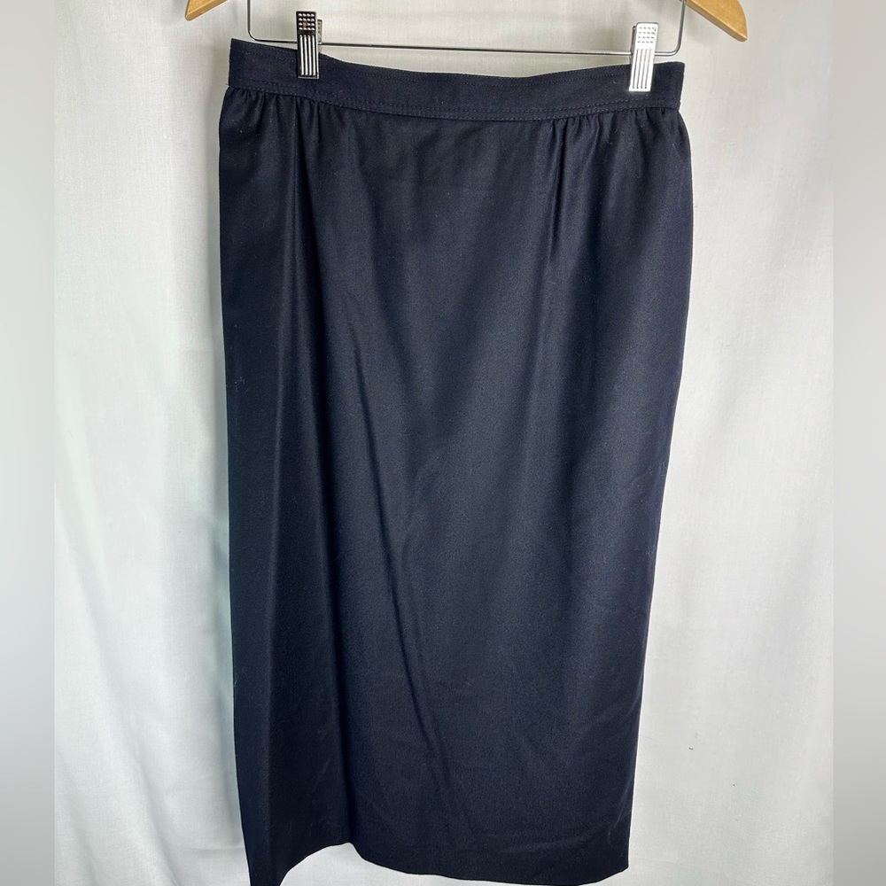 Vintage Roma FENDI 365 Black Pencil Skirt Sz 29 Waist Wool Knee Length A5